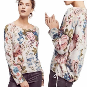 Angel of the North Anthropologie Wool Blend Floral Embroidered Sweater Medium